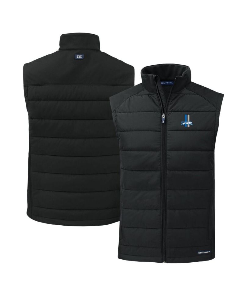 Men's Black Detroit Lions Throwback Evoke Hybrid Eco Softshell Full-Zip Vest
