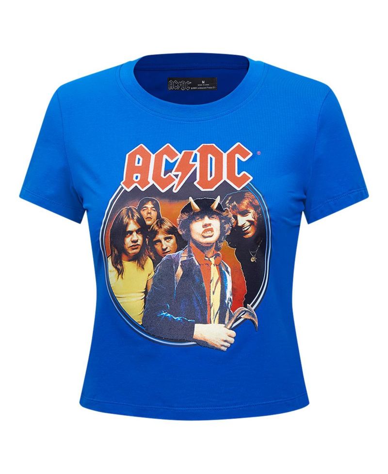Women's Royal AC/DC Highway to Tour 1979 Baby Doll Cropped T-Shirt