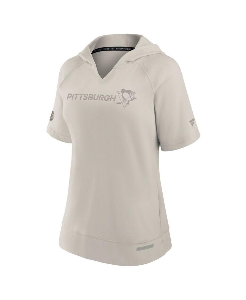 Women's Cream Pittsburgh Penguins Authentic Pro Road Fashion Top