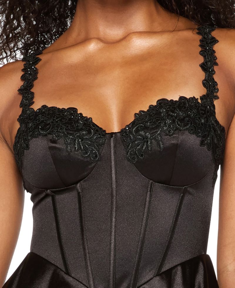 Juniors' Satin Corset Mini Dress