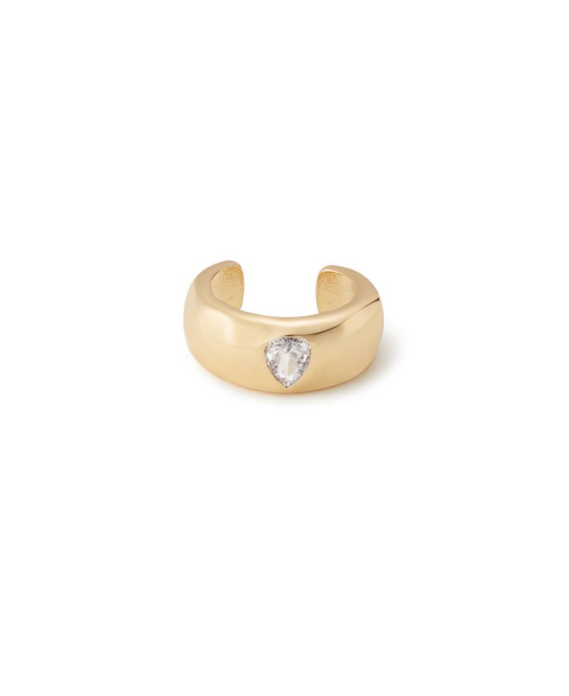 Hammered Earring Cuff with Pear CZ