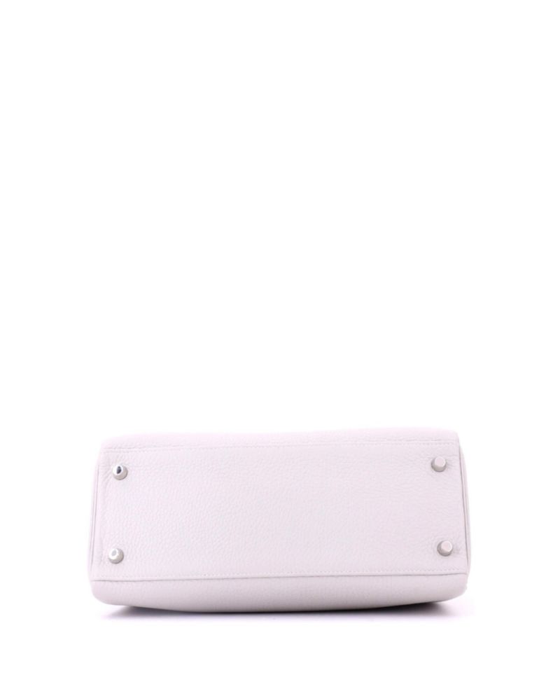 Kelly 28 Handbag Grey Clemence with Palladium Hardware