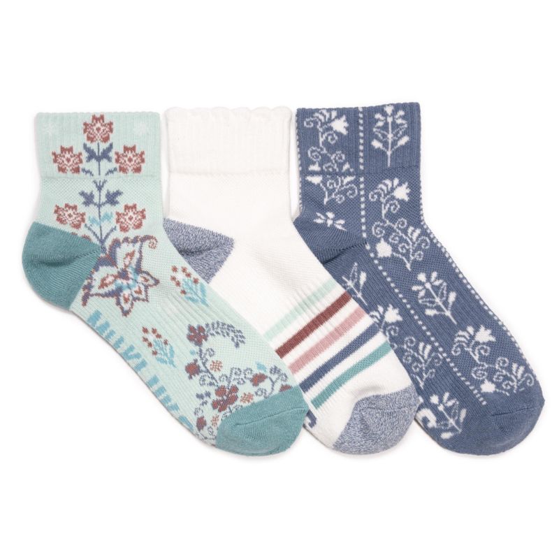 Women's Cotton Compression Mini Crew Ankle Socks, 3 Pair Pack