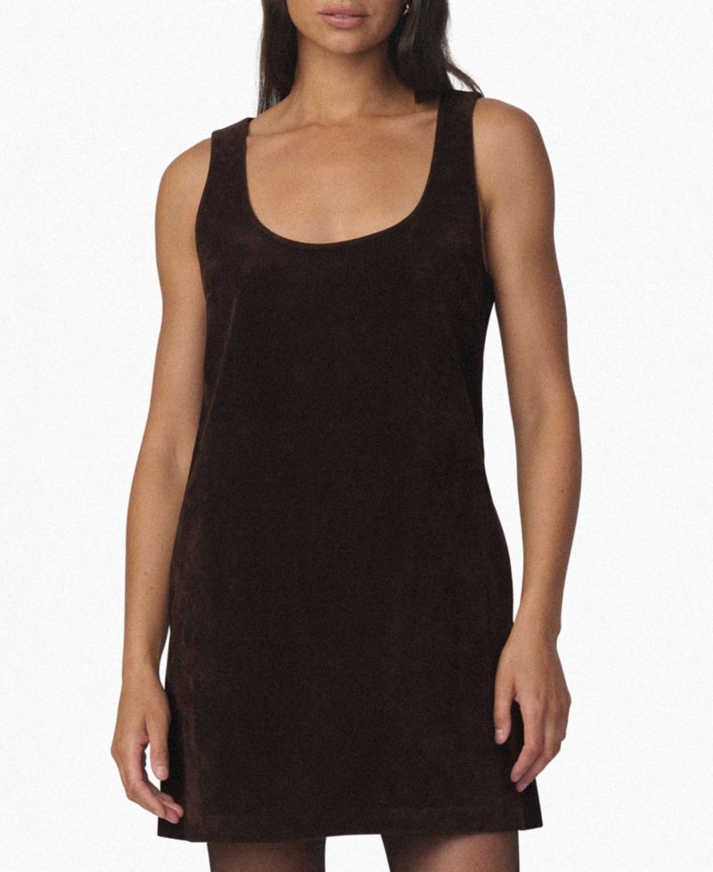 Women's Scoop Neck Faux-Suede Sleeveless Mini Dress