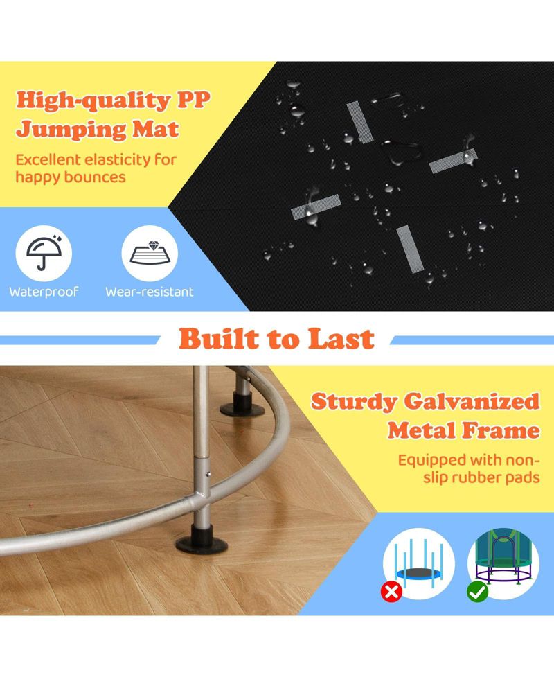 Kids Ages 3-6 6-in-1 Trampoline with Safety Net