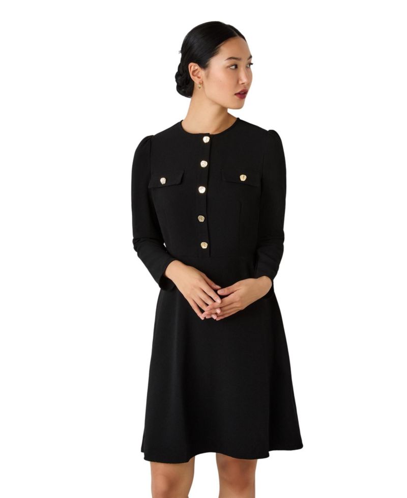 Women's Evie Long-Sleeve Crepe A-Line Dress