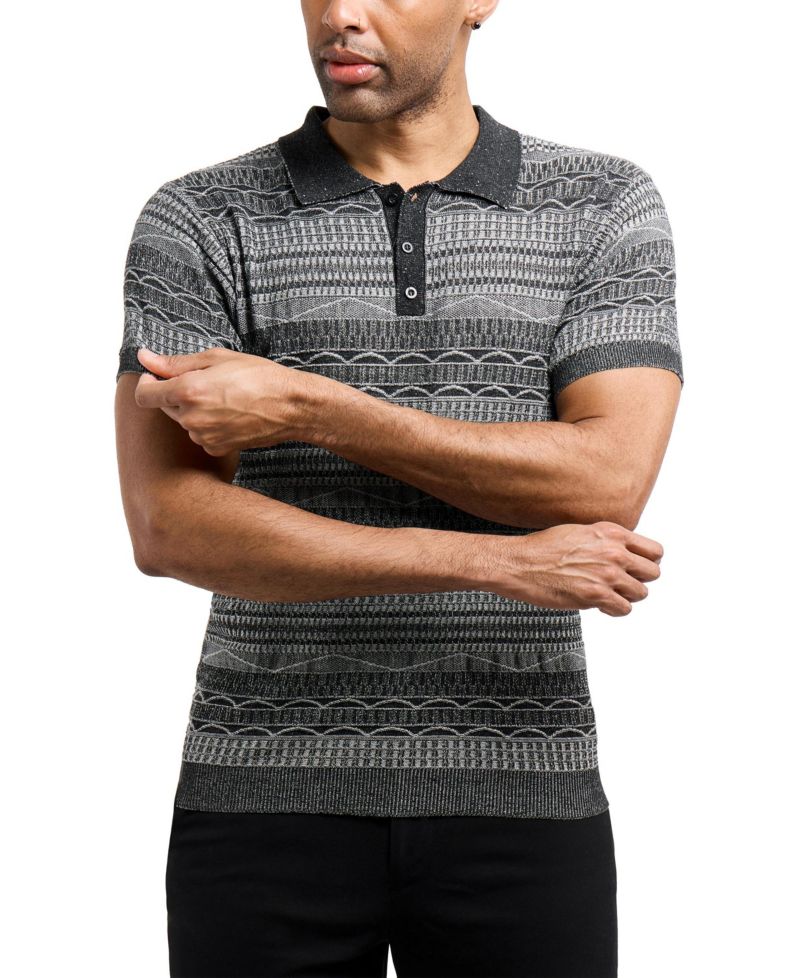 Men's Allover Jacquard Sweater Polo