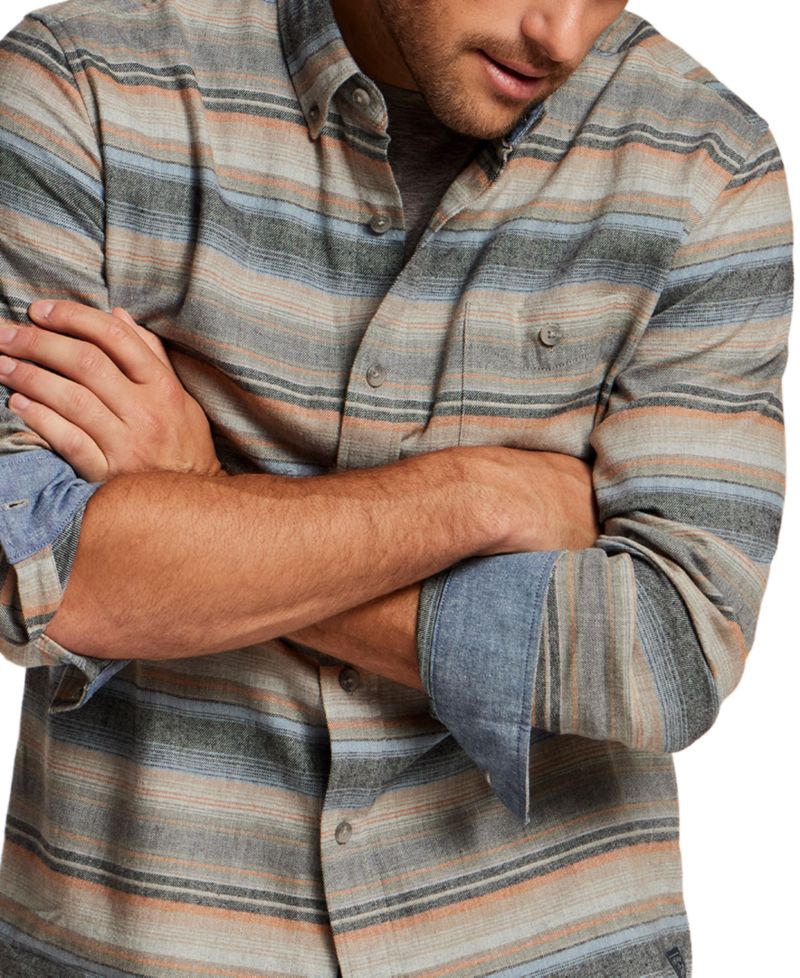 Men's Horizontal Stripe Brushed Flannel Shirt
