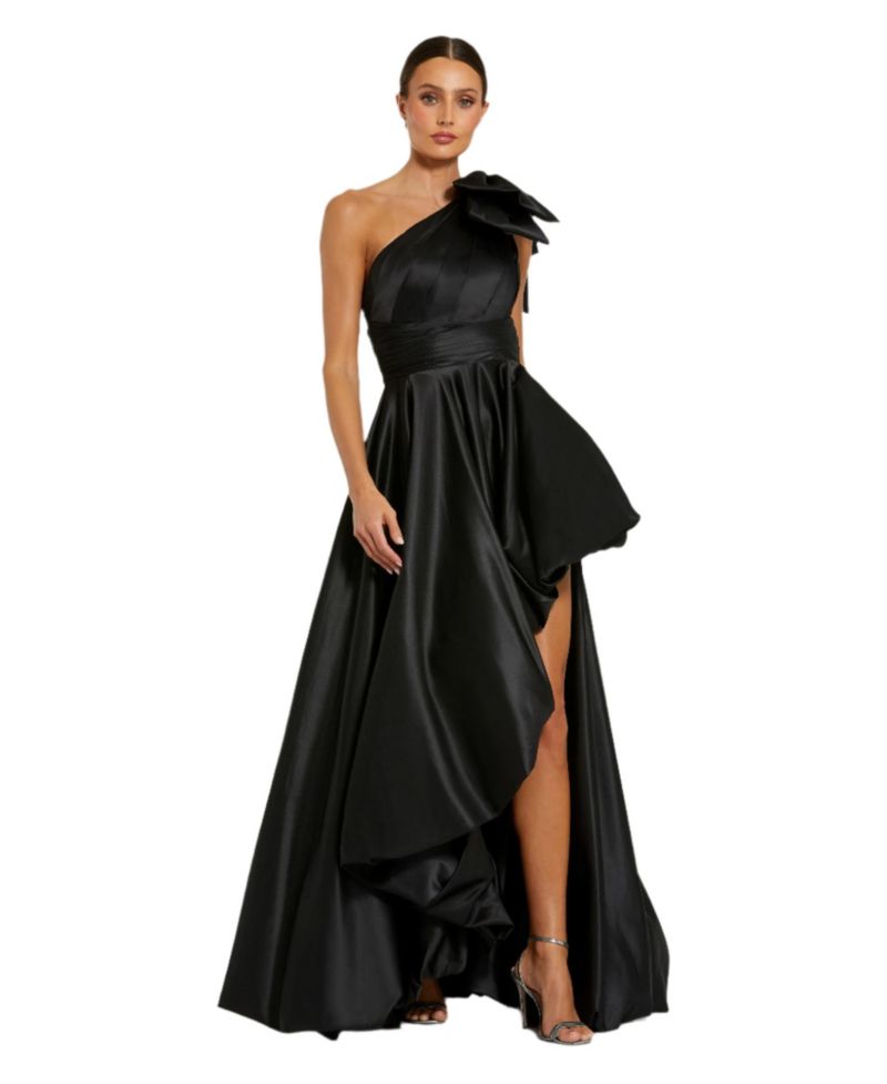 Women's Satin One Shoulder Bow Gown