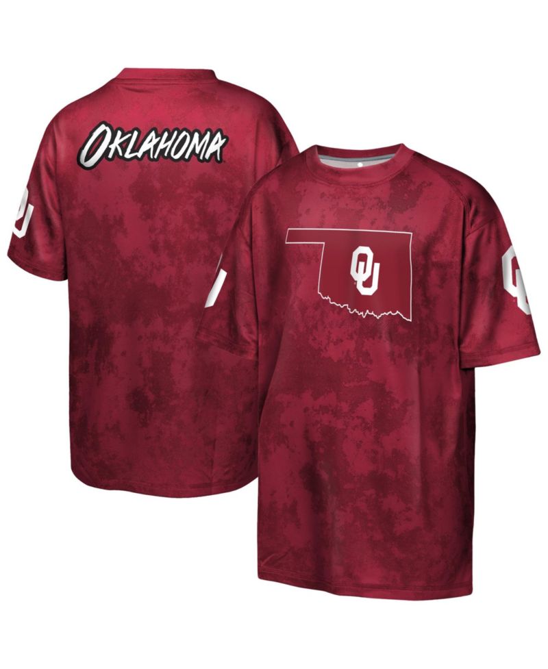 Big Boys and Girls Crimson Oklahoma Sooners Off-Side Sublimated T-Shirt