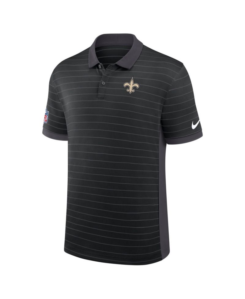 Men's Black New Orleans Saints Sideline Victory Stripe Dri-FIT Polo Shirt