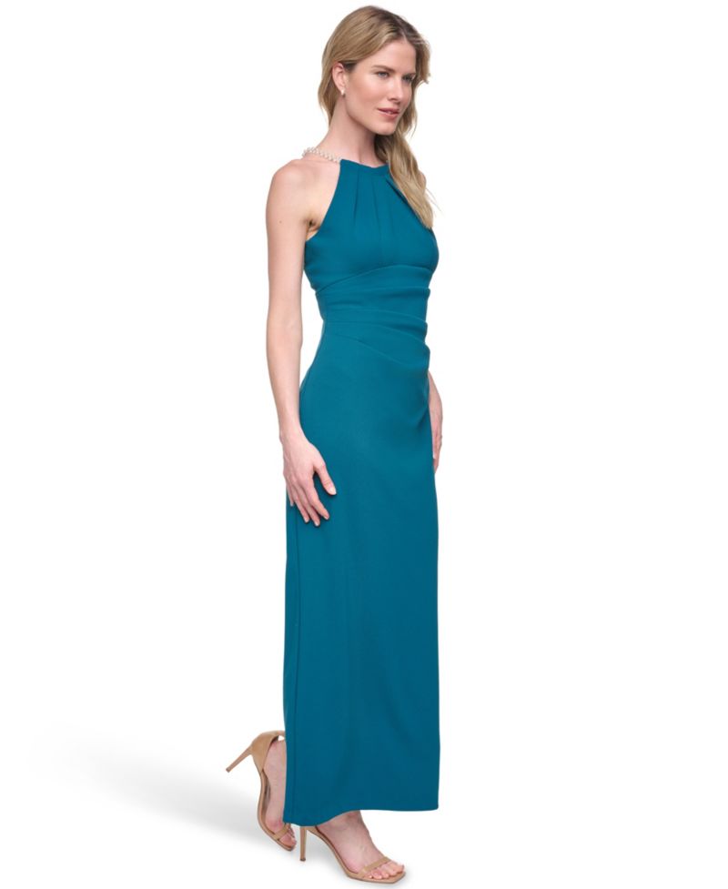 Petite Halter Neck Side Tuck Gown