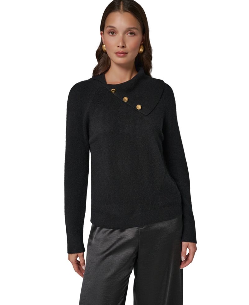 Women's Split Collar with Buttons Cashmere Pullover Sweater