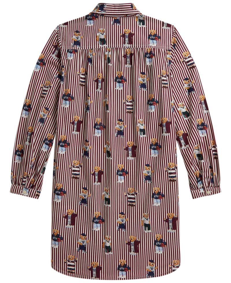 Girls' 7-16 Polo Bear Cotton Poplin Shirt Dress