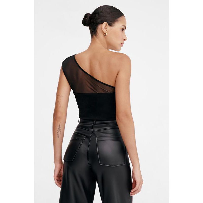 Women's Parker Sheer Mesh Chest-Cutout One-Shoulder Evening Top
