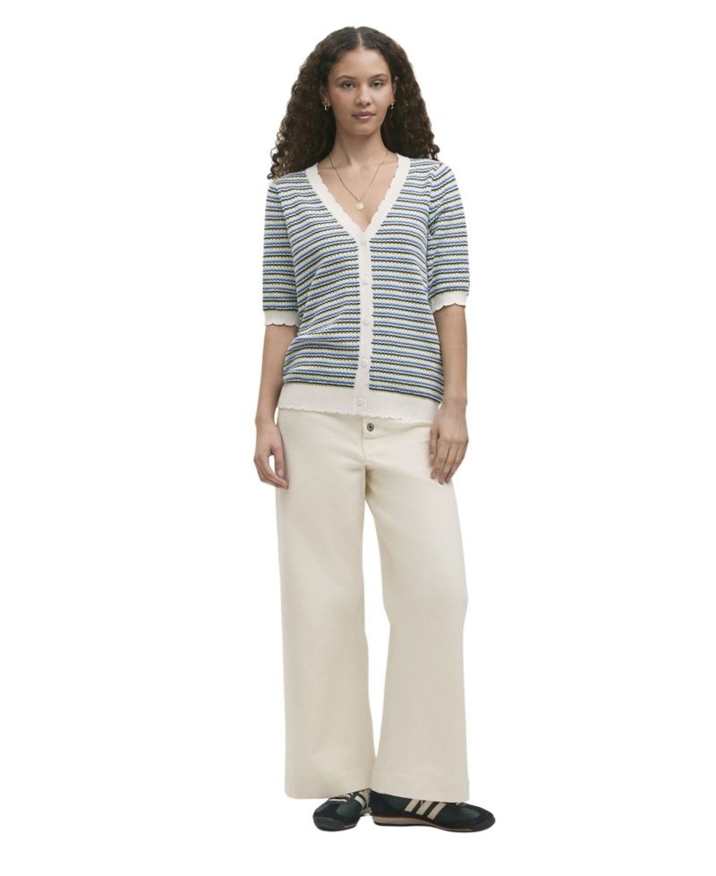 Women's Willa Striped Short-Sleeve V-Neck Cardigan