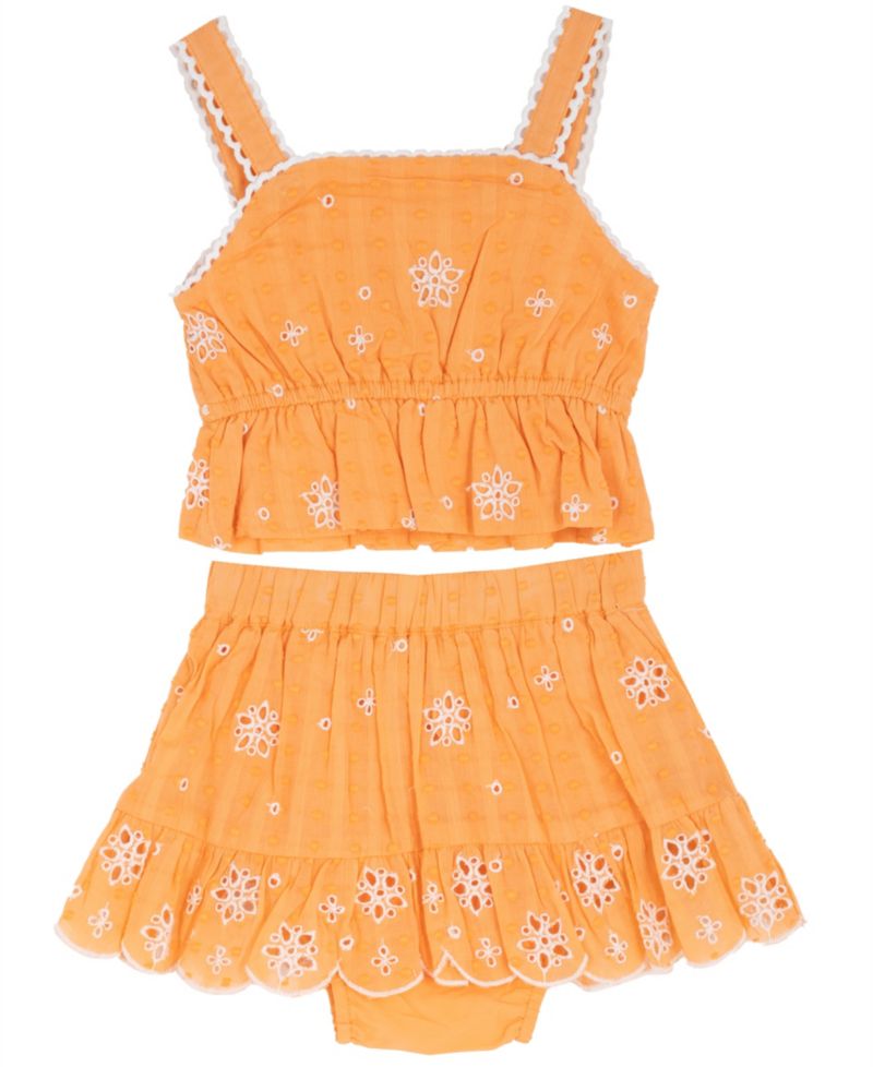 Baby Girls' Sleeveless Eyelet Tank Top and Skort, 2-Piece Set