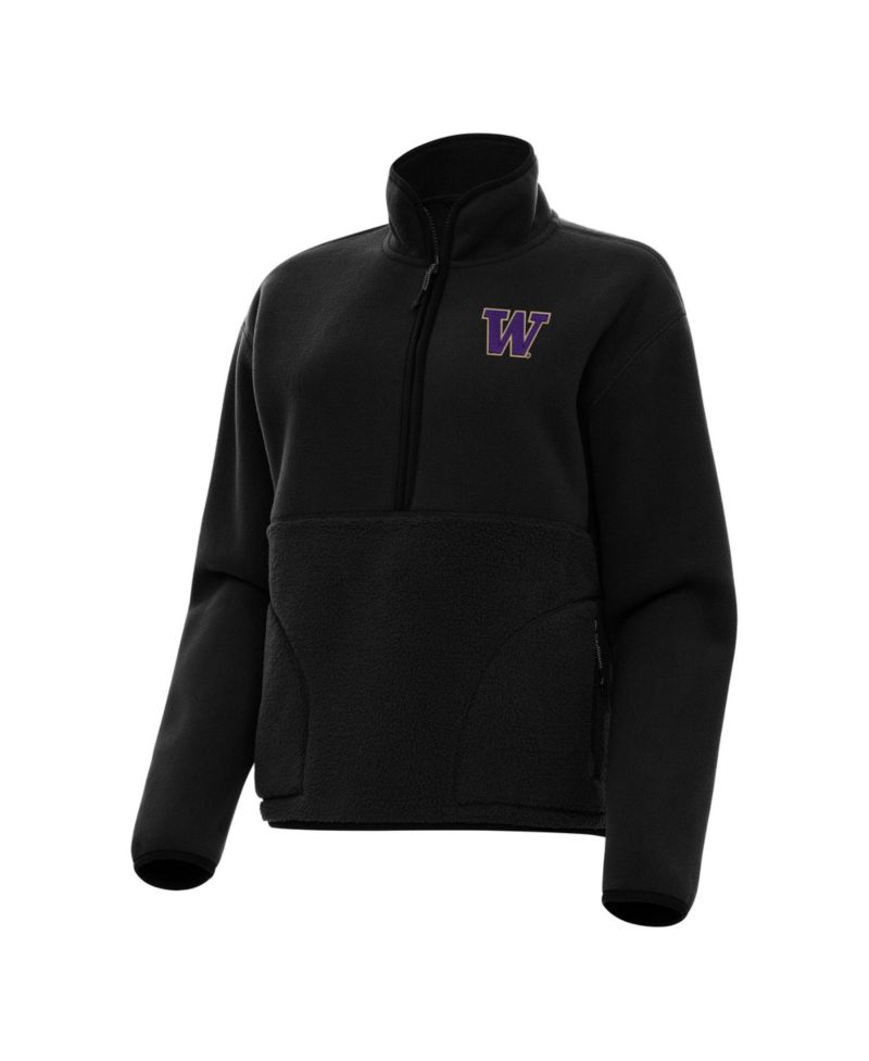 Women's Black Washington Huskies Figure Half-Zip Pullover Sweatshirt