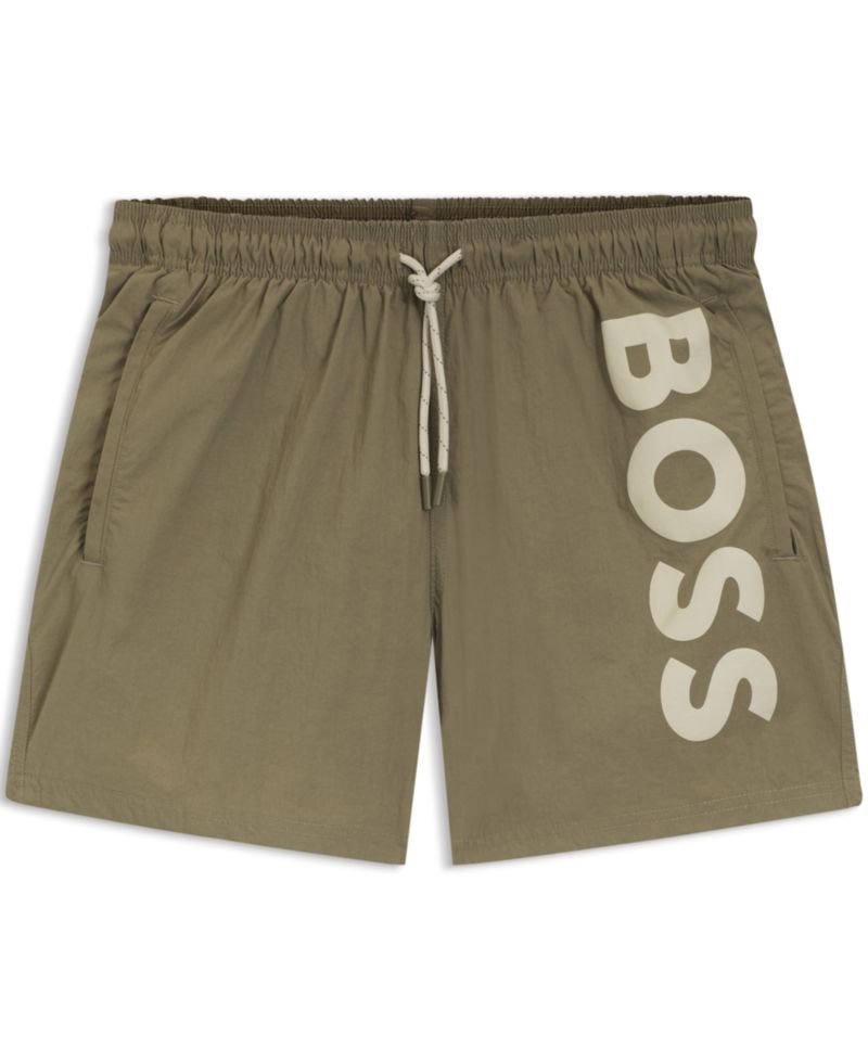 Men's Vertical Logo Print Swim Shorts