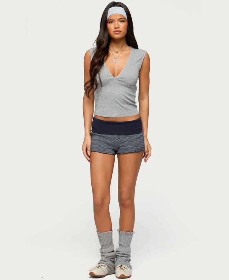 Women's Nour Contrast Striped Foldover Shorts