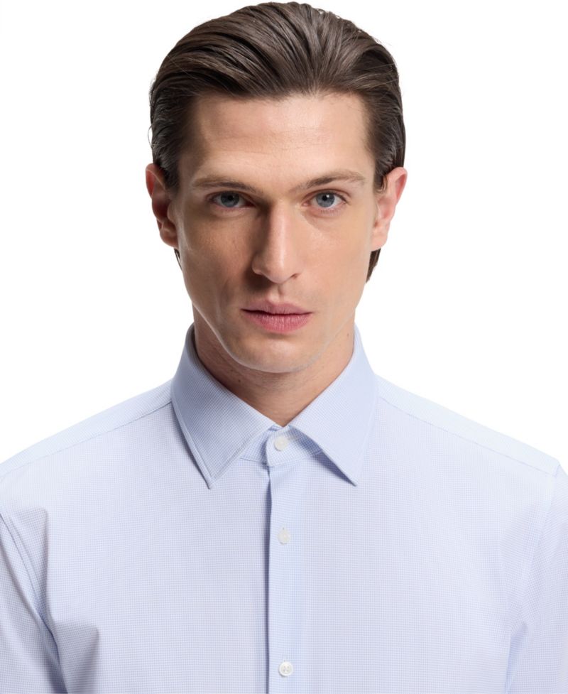 Men's Printed Performance-Stretch Fabric Slim-Fit Dress Shirt