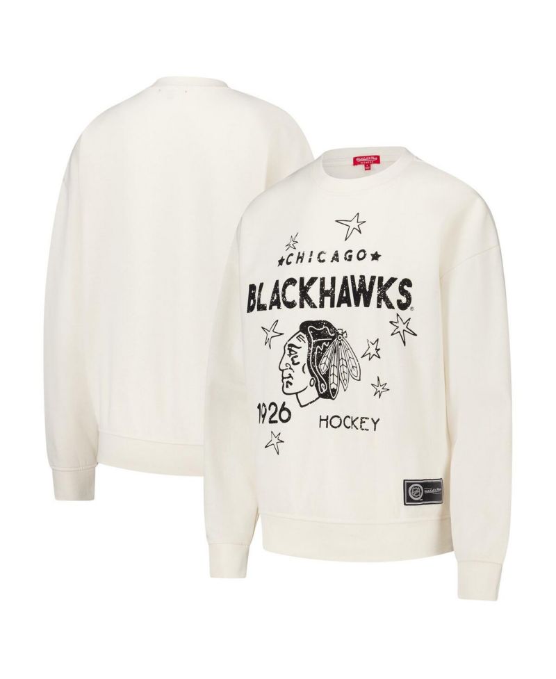 Women's Cream Chicago Blackhawks Logo 3.0 Pullover Sweatshirt