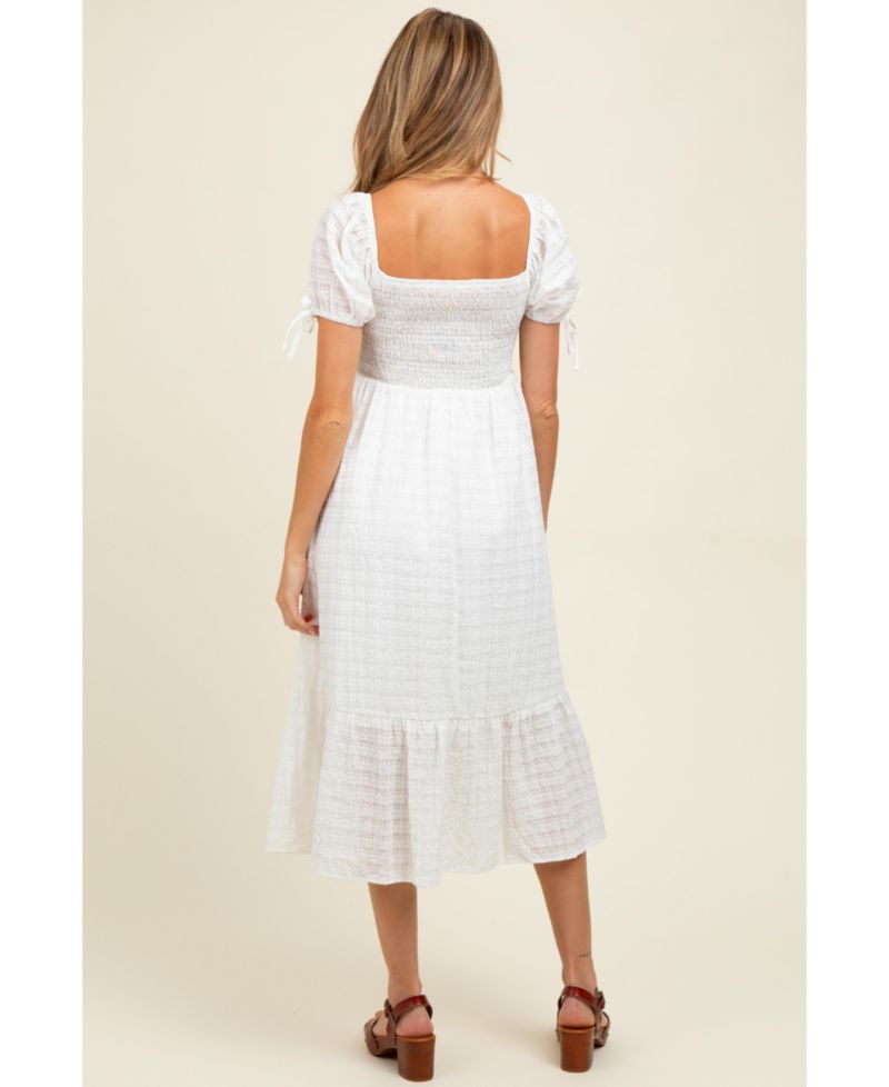 Women's Ivory Solid Sweet Heart Dress