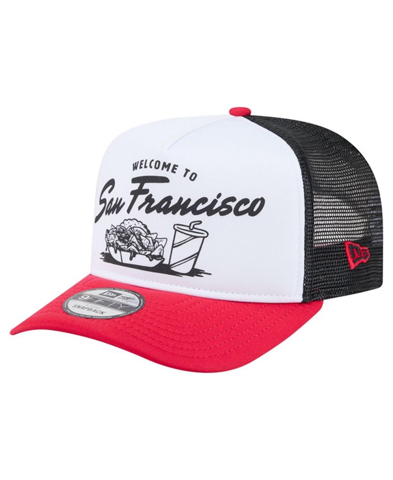 Men's White/Scarlet San Francisco 49ers Foodie 9FIFTY A-Frame Trucker Snapback Hat
