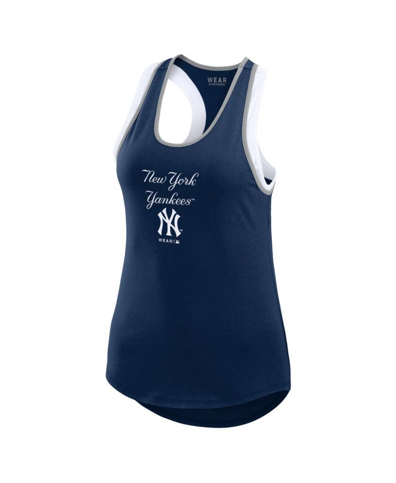 Women's Navy New York Yankees Colorblock Racerback Tank Top