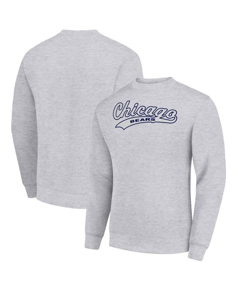 Men's Heather Gray Chicago Bears Tailsweep Team Graphic Tri-Blend Fleece Pullover Sweatshirt
