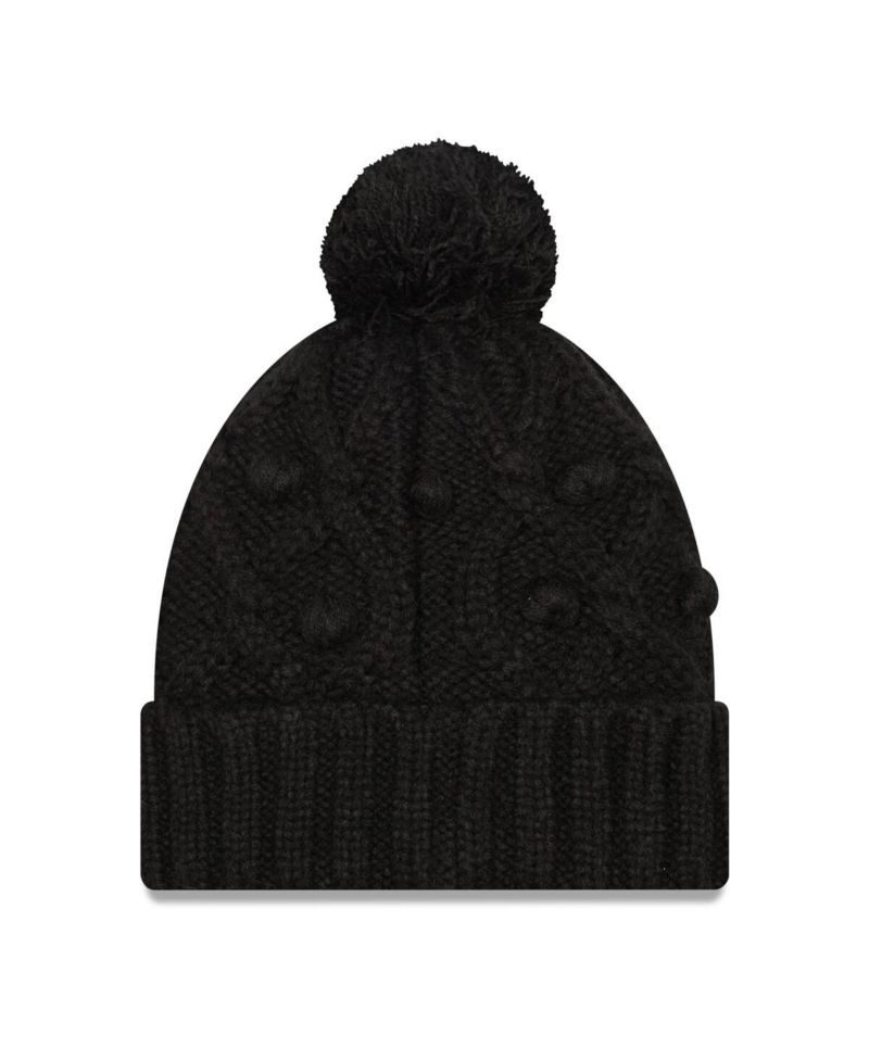 Women's Black New Orleans Saints Toasty Cuffed Knit Hat with Pom