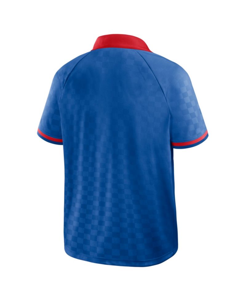 Men's Royal/Red New York Giants Homerun Raglan V-Neck Polo Shirt