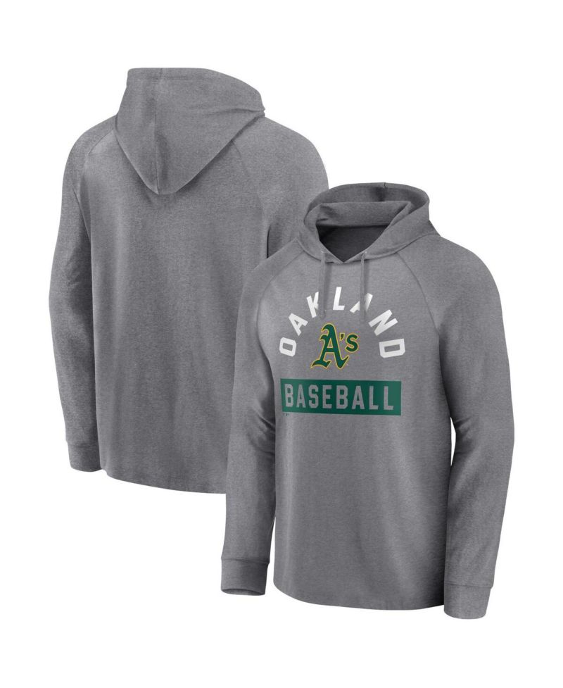 Men's Gray Oakland Athletics No Time Off Raglan Pullover Hoodie