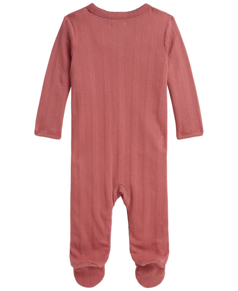 Baby Girls' Pointelle Knit Cotton Footed Coverall