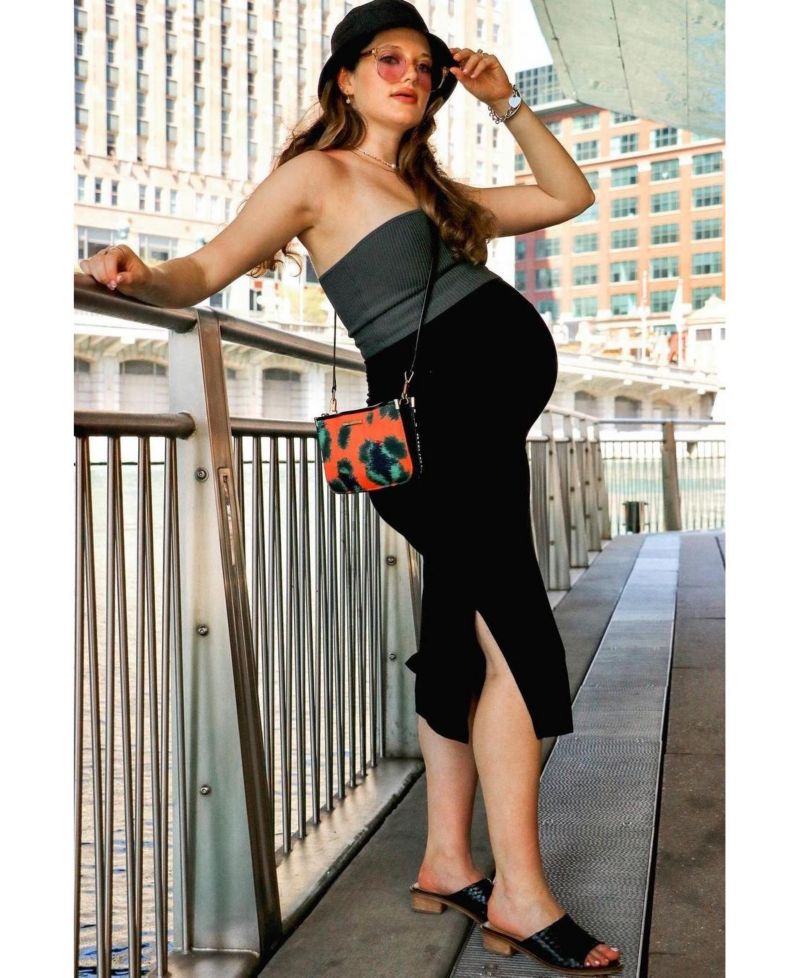 Women's Solid Side Slit Midi Skirt