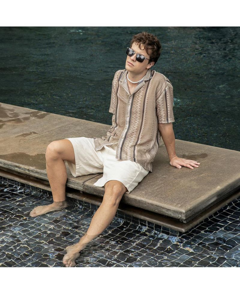 Men's Striped Knit Oversized Shirt