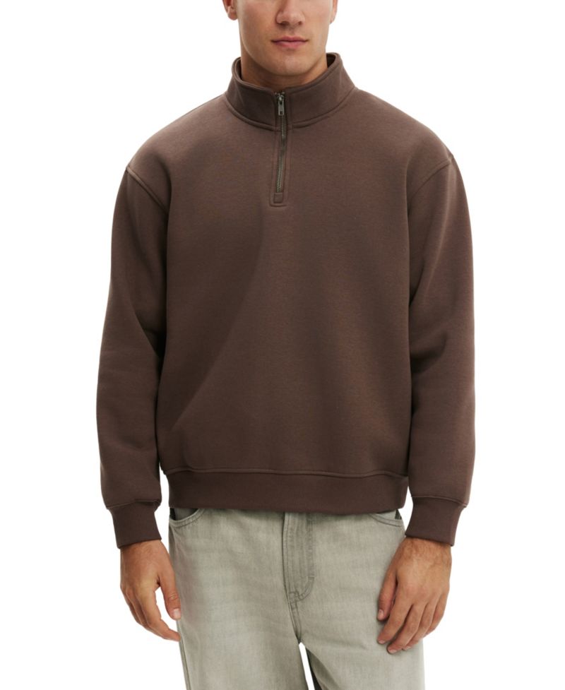 Men's 14 Zip Fleece Mock Neck Sweatshirt