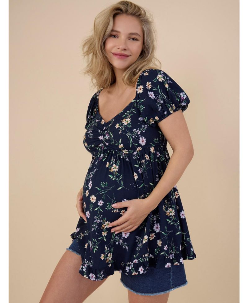 Women's Off the Shoulder Short Sleeve Babydoll Top - Motherhood