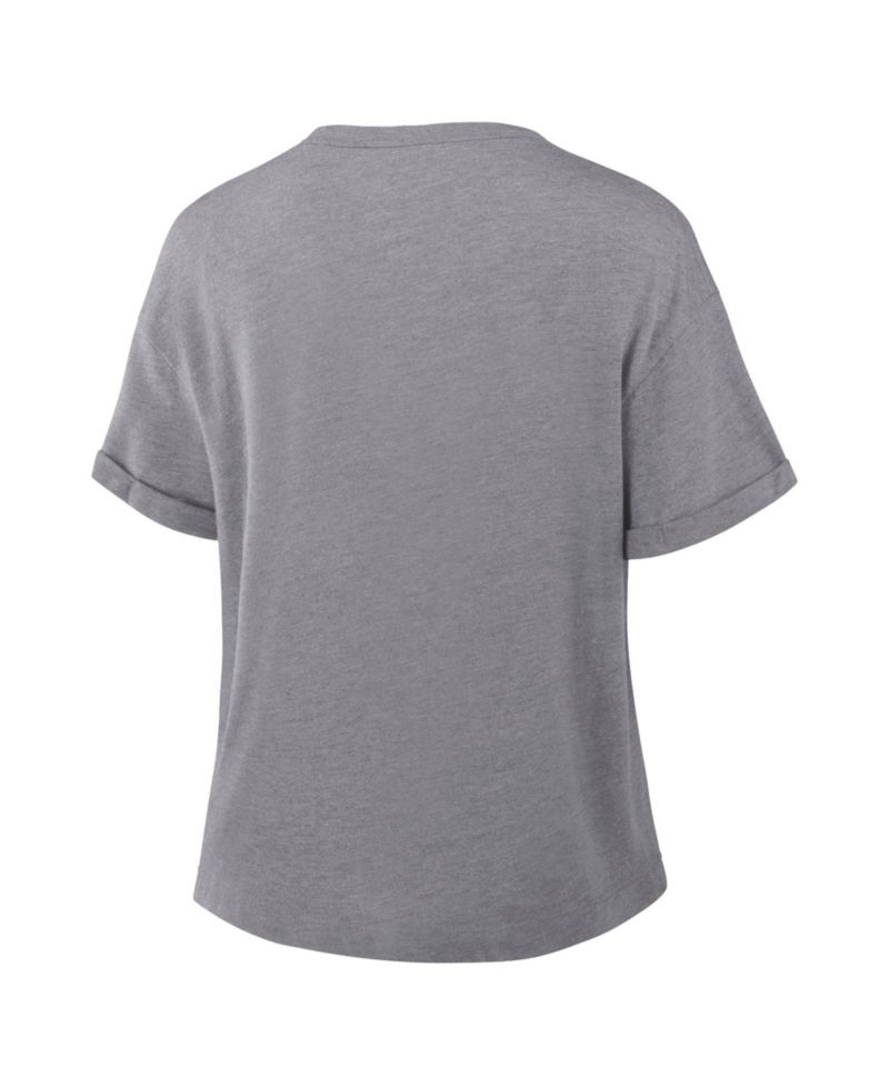 Women's Heather Gray Dallas Cowboys Pennant Wave Tribute Tri-Blend Boxy T-Shirt