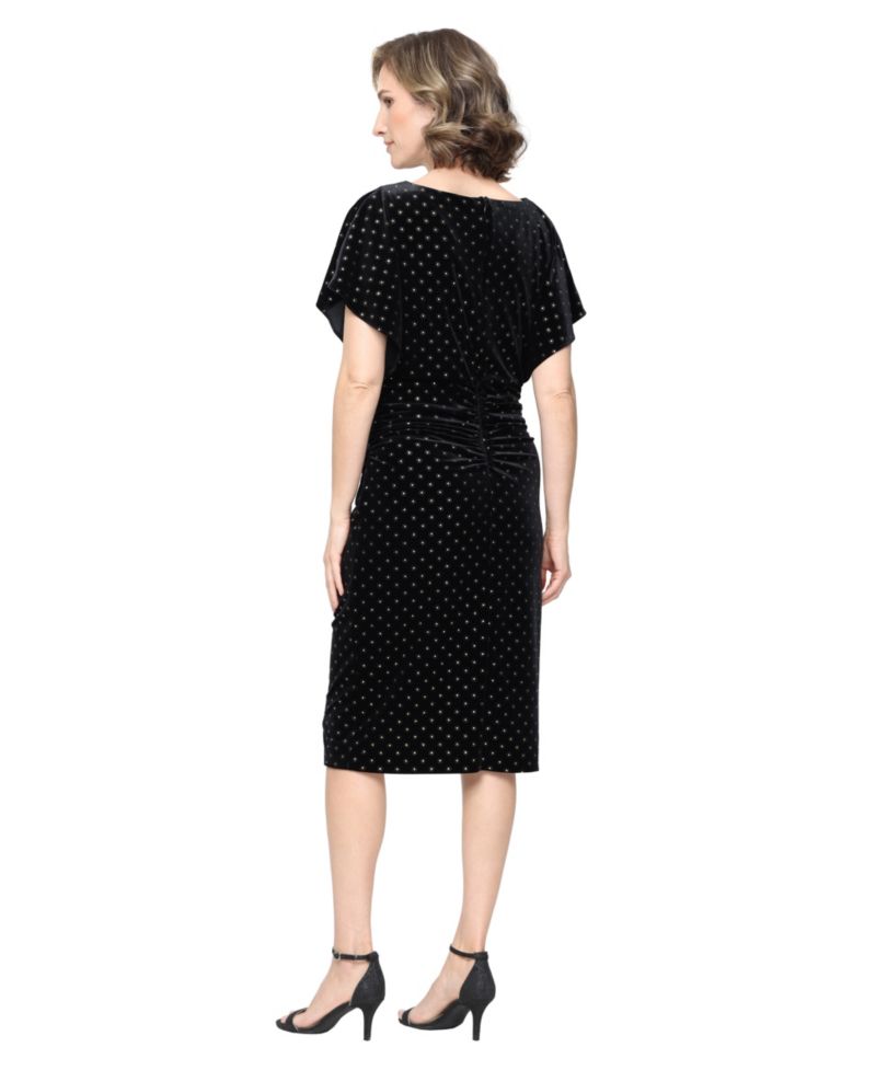 Women's Sequin Velvet Flutter-Sleeve Dress