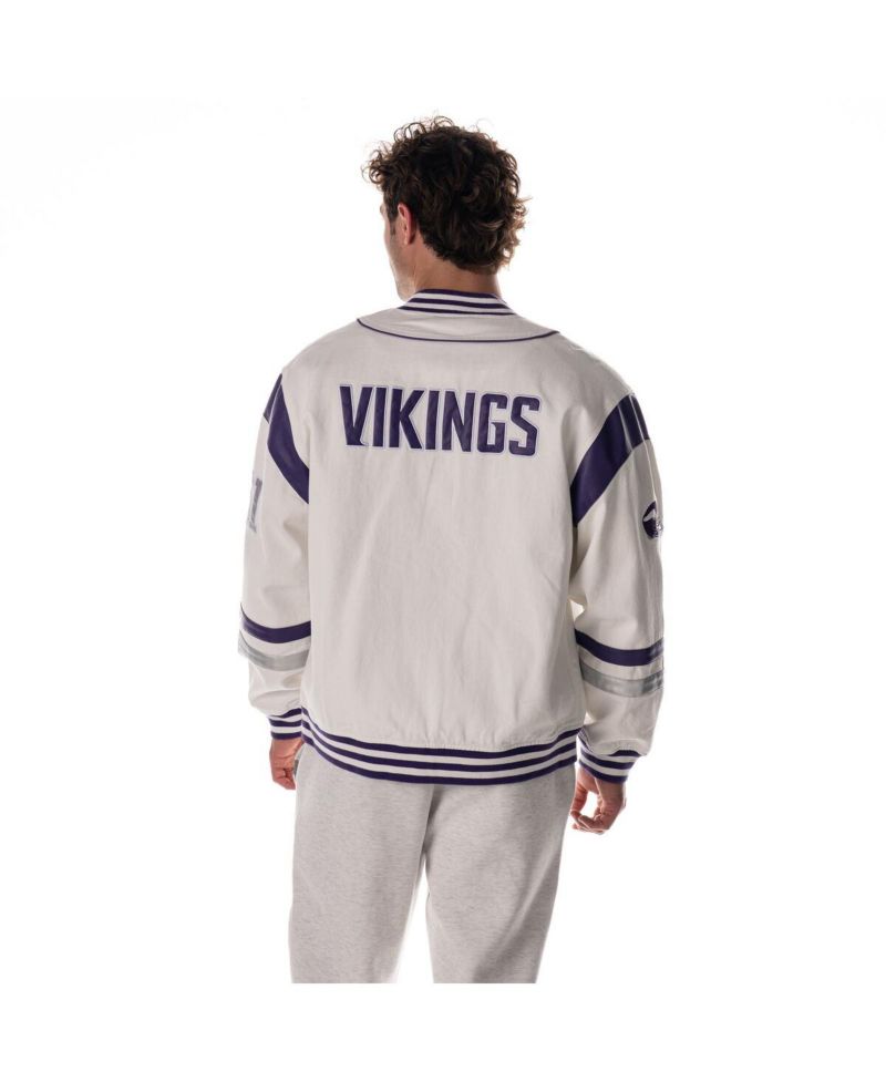 Men's and Women's White Minnesota Vikings Oversized Retro Full-Zip Jacket