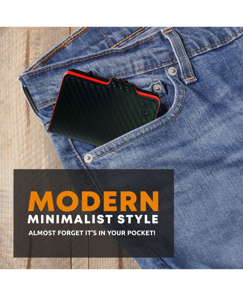 Men's Card Blocr RFID Blocking Card Holder Pop Up Wallet for Men - Minimalist Front Pocket Wallet with Internal Cash ID Storage