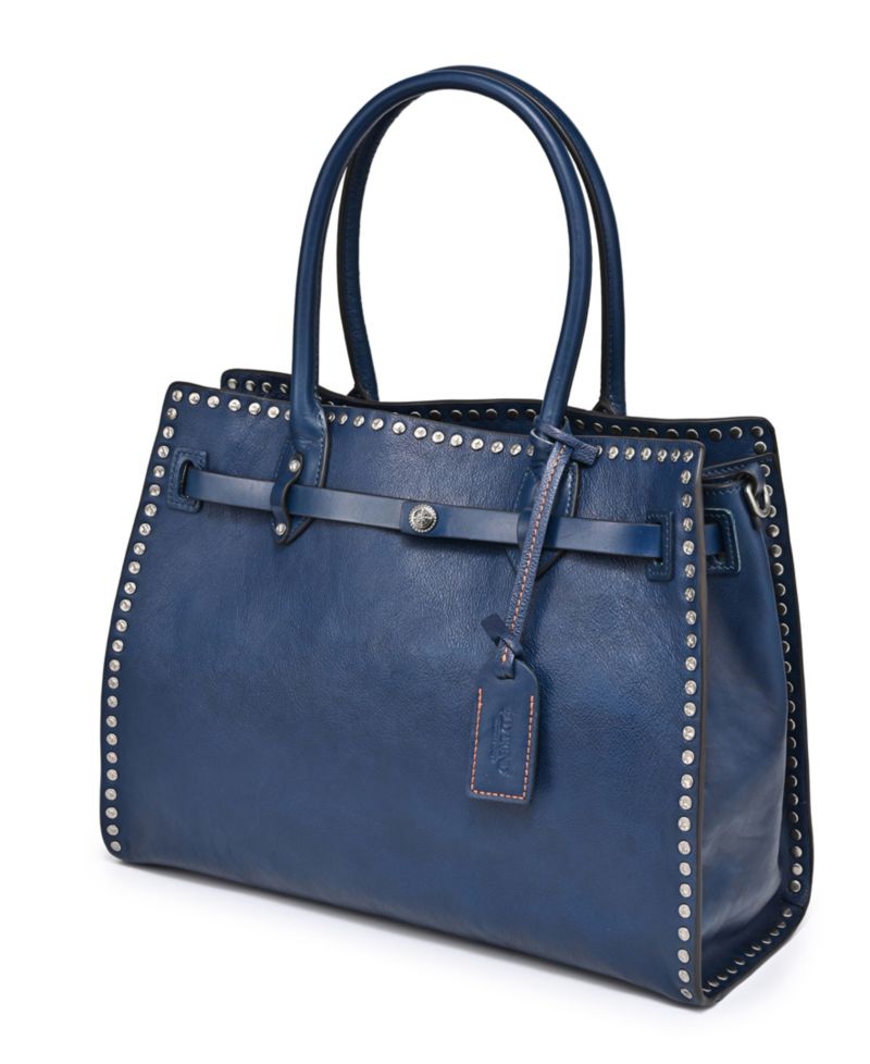 Westland Large Studded Leather Satchel Bag