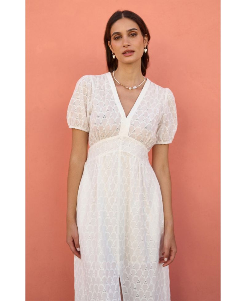 Women's Broderie Anglaise Midi Dress