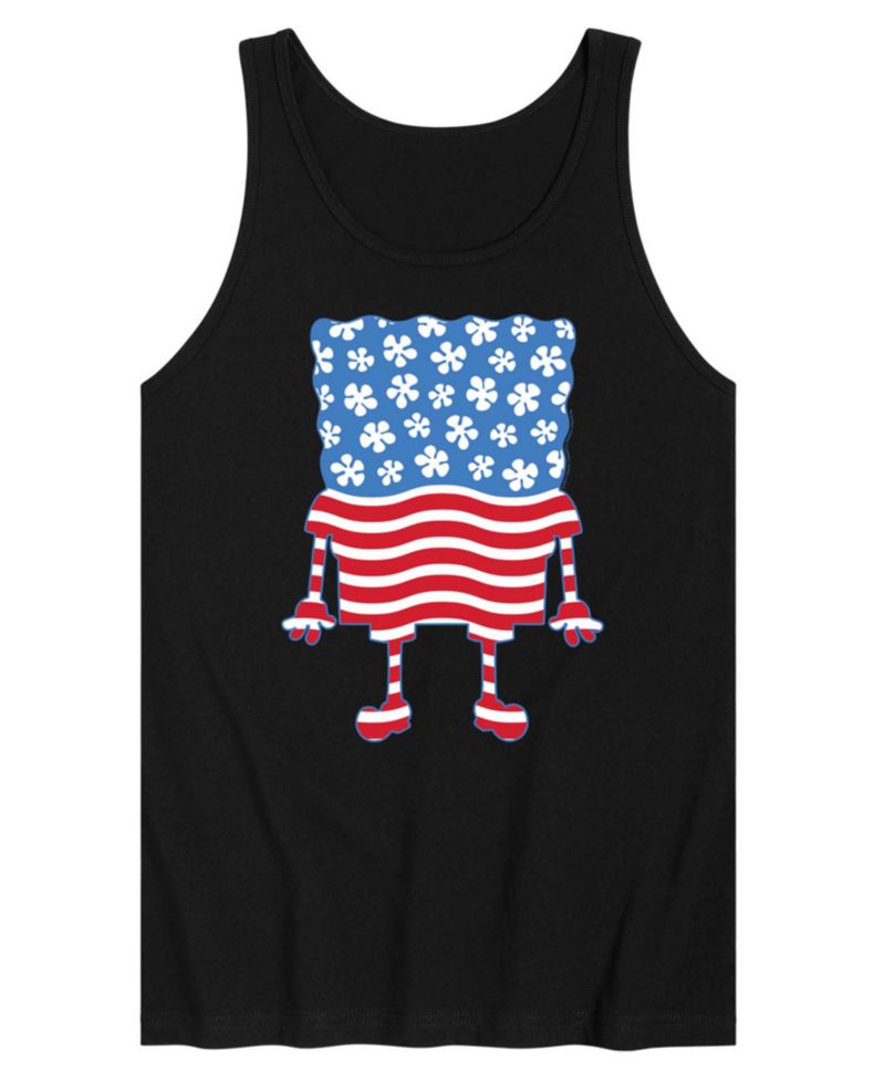 Men's SpongeBob SquarePants Silhouette Stars Stripes Sleeveless Graphic Tank Top
