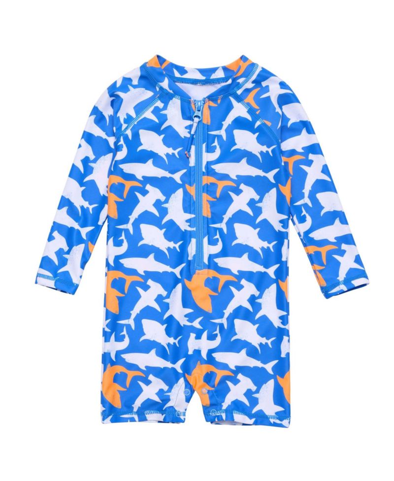 Baby Boys Shark Squad LS Sunsuit