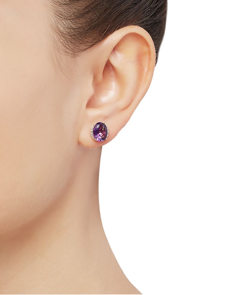 Amethyst (3-1/5 ct. t.w.) & Diamond Accent Stud Earrings in 14k Gold
