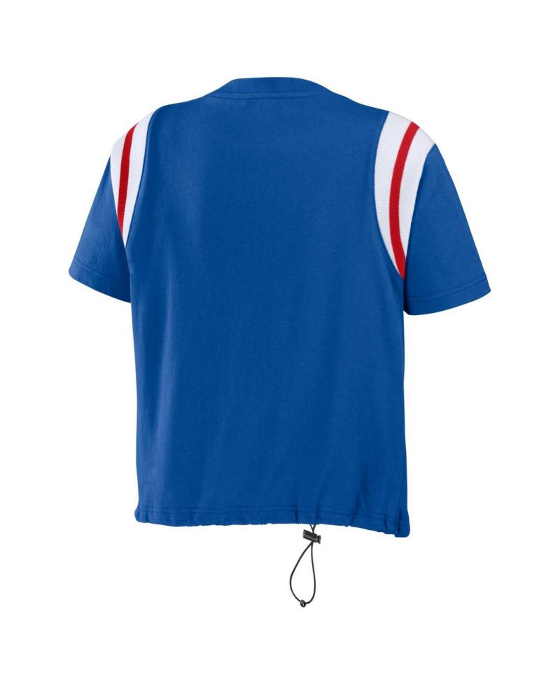 Women's Royal Distressed Buffalo Bills Cinched Colorblock T-shirt