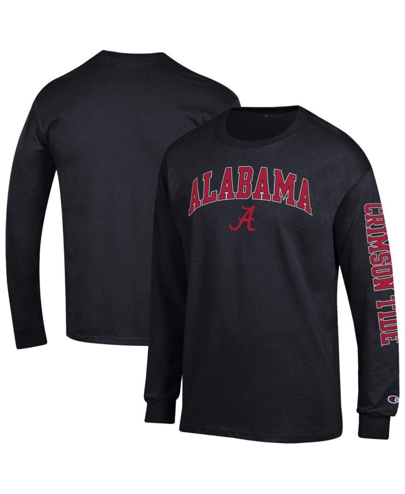 Men's Crimson Alabama Crimson Tide Arch Over Logo 2-Hit Long Sleeve T-Shirt