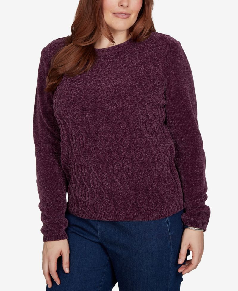 Women's Classic Cable Pullover Chenille Sweater
